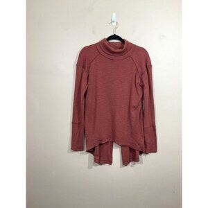 We The Free Free People Womens Split Back Shirt L Orange Lagenlook Athleisure